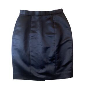 Vintage Elegant Lillie Rubin Black Satin Pencil Skirt Size Small